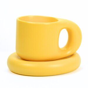 Ceramic Coffee Mug & Saucer Set